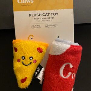 Zippy Claws: Interactive PLUSH CAT TOY *Pizza and Cola* 2 Pack